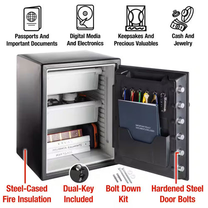 2.0 Cu. Ft. Fireproof & Waterproof Safe with Biometric Fingerprint Lock