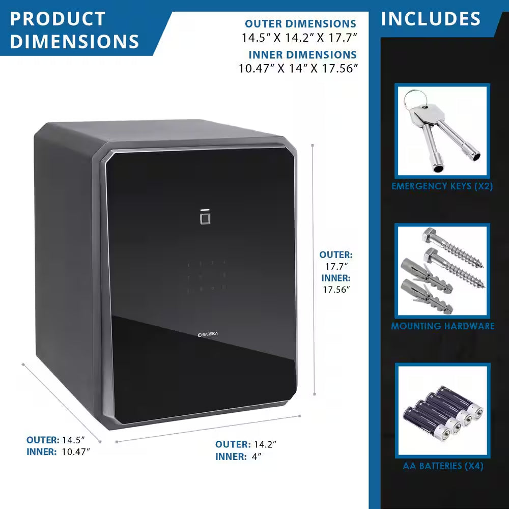 1.5 Cu. Ft. Touchscreen Biometric Keypad Security Safe